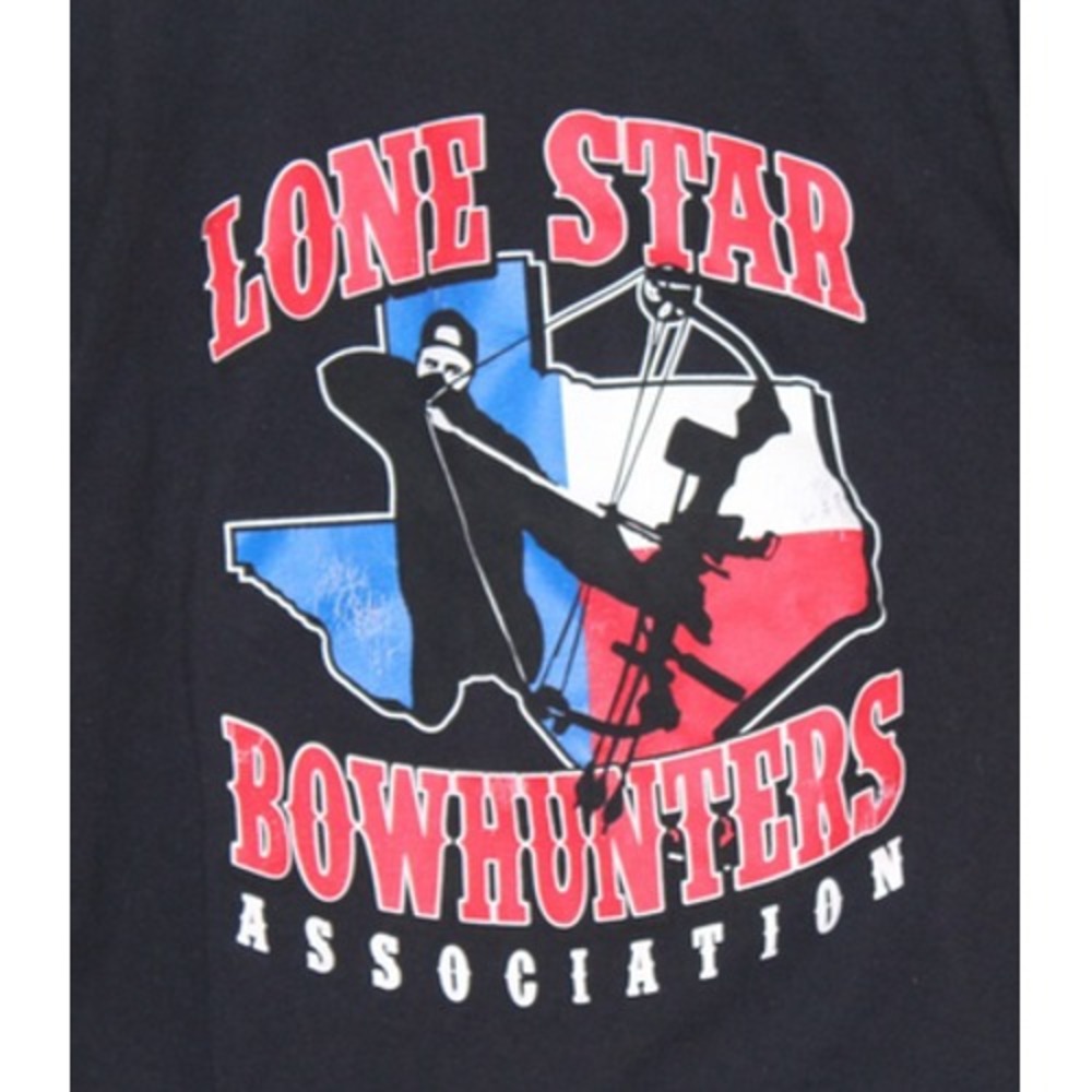 Port Authority Lonestar Bowhunters Association Shirt Mens 2XL Black Good Graphic
